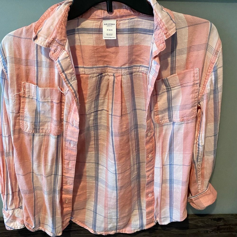 Girls Plaid Button up